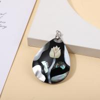 Zinc Alloy Shell Pendants, with Zinc Alloy, silver color plated, DIY mixed colors, 55mm 