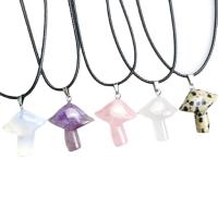 Gemstone Jewelry Pendant, with Zinc Alloy, mushroom, silver color plated & Unisex 