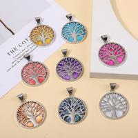 Zinc Alloy Shell Pendants, with Shell, Tree, silver color plated, dyed & DIY 