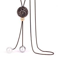 Zinc Alloy Sweater Chain Necklace, with Shell Pearl, plated, fashion jewelry & for woman & with rhinestone, 20mm Approx 36.22 Inch 