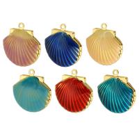 Enamel Brass Pendants, Shell, gold color plated, DIY Approx 1.5mm 