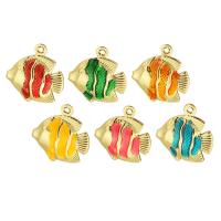 Enamel Brass Pendants, Fish, gold color plated, DIY Approx 1mm 