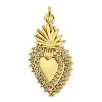 Cubic Zirconia Micro Pave Brass Pendant, Heart, gold color plated, DIY & micro pave cubic zirconia, golden Approx 3mm [