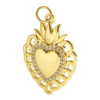Cubic Zirconia Micro Pave Brass Pendant, Heart, gold color plated, DIY & micro pave cubic zirconia, golden Approx 3.5mm 