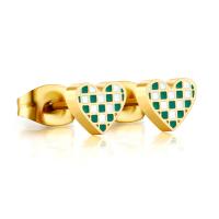 Titanium Steel Earrings, Heart, Vacuum Ion Plating & for woman & enamel, gold 