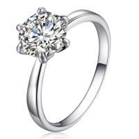 Cubic Zircon Brass Finger Ring, platinum color plated & micro pave cubic zirconia & for woman 