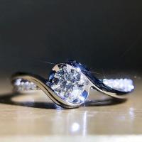 Circón cúbico anillo de dedo de latón, metal, chapado en color de platina, diverso tamaño para la opción & micro arcilla de zirconia cúbica & para mujer, Vendido por UD
