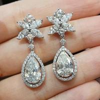 Cubic Zircon (CZ) Drop Earring, Brass, platinum color plated, micro pave cubic zirconia & for woman, 32.5mm 