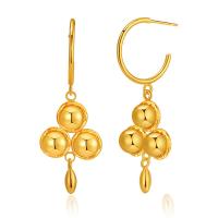 Brass Drop Earring, 18K gold plated, for woman 