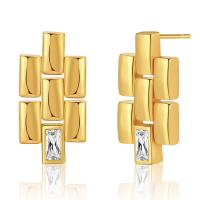 Cubic Zircon Brass Earring, 18K gold plated, micro pave cubic zirconia & for woman 