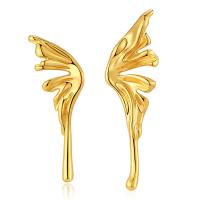 asymmetrische Ohrringe, Messing, Flügelform, 18K vergoldet, für Frau, 26*8mm,12*40mm, verkauft von Paar