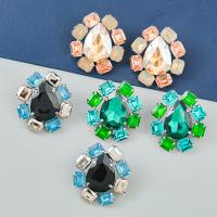 Zinc Alloy Rhinestone Stud Earring, fashion jewelry & for woman & with glass rhinestone 