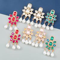 Zinc Alloy Rhinestone Drop Earring, with ABS Plastic Pearl, fashion jewelry & for woman & with glass rhinestone 