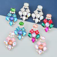 Zinc Alloy Rhinestone Drop Earring, fashion jewelry & for woman & with glass rhinestone 