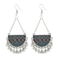 Fashion Fringe Earrings, Zinc Alloy, Dome, silver color plated, for woman & enamel 