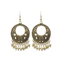 Fashion Fringe Earrings, Zinc Alloy, Round, plated, folk style & for woman & hollow 