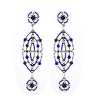 Zinc Alloy Rhinestone Drop Earring, silver color plated, for woman & with rhinestone & hollow 