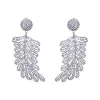 Zinc Alloy Rhinestone Drop Earring, plated, for woman & with rhinestone 