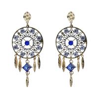 Fashion Fringe Earrings, Zinc Alloy, Dream Catcher, gold color plated, for woman & with rhinestone, golden 
