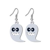 Enamel Zinc Alloy Drop Earring, Ghost, silver color plated, Halloween Design & for woman 