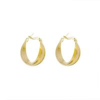 Brass Hoop Earring, Round, high quality gold color plated, for woman, golden 