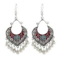 Fashion Fringe Earrings, Zinc Alloy, silver color plated, folk style & for woman & enamel 