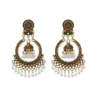 Fashion Fringe Earrings, Zinc Alloy, with Plastic Pearl, plated, folk style & for woman 