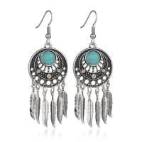 Fashion Fringe Earrings, Zinc Alloy, with turquoise, Dream Catcher, plated, folk style & for woman & with rhinestone 