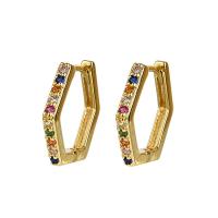 Brass Huggie Hoop Earring, gold color plated, micro pave cubic zirconia & for woman, gold 