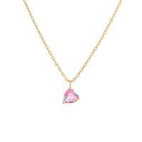 Brass Cubic Zirconia Necklace, Heart, plated, micro pave cubic zirconia & for woman .5 Inch 