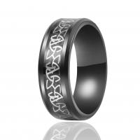 Stainless Steel Finger Ring, 304 Stainless Steel, with Carbon Fibre, Vacuum Ion Plating, Unisex 8mm, US Ring 
