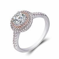 Латунное кольцо с стразами, Латунь, Круглая, покрытый платиной, регулируемый & Женский & со стразами, размер:6-8, продается PC