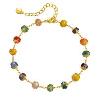 Кристалл браслеты, Латунь, с Кристаллы, 18K позолоченный, Женский, разноцветный, длина:Приблизительно 6.69 дюймовый, продается PC