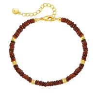 Dyed Shell Bracelet, Brass, with Shell Pearl, 18K gold plated, for woman, brown Approx 6.69 Inch 