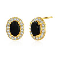 Cubic Zircon (CZ) Stud Earring, Brass, 18K gold plated, micro pave cubic zirconia & for woman 