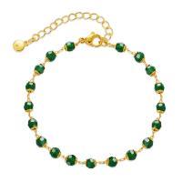 Acrylic Bracelets, Brass, with Acrylic, 18K gold plated, for woman, green Approx 6.7 Inch 