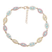 Rhinestone Zinc Alloy Necklace, gold color plated, fashion jewelry & for woman & enamel & with rhinestone .9 cm 