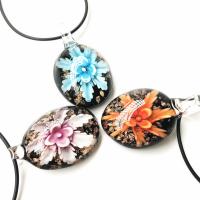 Collar de la joyería de cristal de Murano, con cordón de goma, para mujer, más colores para la opción, 45x26mm, longitud:40-45 cm, Vendido por UD