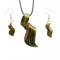 Lampwork Jewelry Sets, earring & necklace, with rubber cord & Zinc Alloy, fashion jewelry & for woman cm 