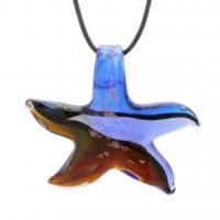 Collar de la joyería de cristal de Murano, con cordón de goma, Estrella de Mar, para mujer, más colores para la opción, 50x45mm, longitud:42-45 cm, Vendido por UD