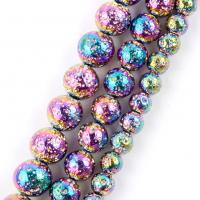 Multicolor Lava Perlen, bunte Farbe plattiert, DIY & verschiedene Größen vorhanden, Länge:ca. 38 cm, verkauft von Strang