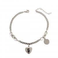 Stainless Steel Charm Bracelet, 304 Stainless Steel, with 3cm extender chain, Heart, Vacuum Ion Plating, Unisex 2mm Approx 17.5 cm 