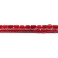 Jade Rojo, Cubo, pulido, Bricolaje, Rojo, 6x9mm, aproximado 43PCs/Sarta, Vendido por Sarta