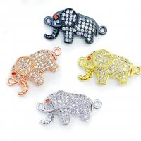 Cubic Zirconia Micro Pave Brass Connector, Elephant, plated, DIY & micro pave cubic zirconia & 1/1 loop 