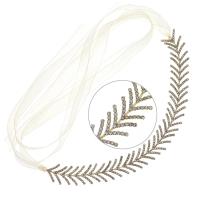 Headband, Zinc Alloy, with Organza, gold color plated, for woman & with rhinestone, golden 