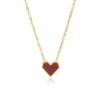 Stainless Steel Jewelry Necklace, 304 Stainless Steel, with 1.97inch extender chain, Heart, Vacuum Ion Plating, fashion jewelry & for woman & enamel, golden, 10mm Approx 15.75 Inch 