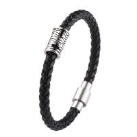 Leatheroid Cord Bracelets, Leather, with Microfiber PU & 316 Stainless Steel, polished, fashion jewelry & Unisex 6mm 