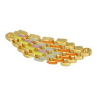 Emaille Messing Anschluss, goldfarben plattiert, DIY & 1/1-Schleife, farbenfroh, 30x10x4mm, Bohrung:ca. 1mm, verkauft von PC