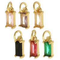 Cubic Zirconia Brass Pendants, with Cubic Zirconia, Rectangle, gold color plated, DIY Approx 3mm 