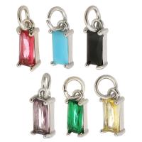 Cubic Zirconia Brass Pendants, with Cubic Zirconia, Rectangle, silver color plated, DIY Approx 3mm 